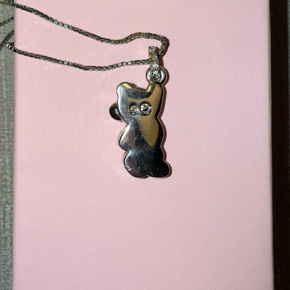 Vintage Swarovski Crystal Silver Bear Pendant Necklace - Picture 6 of 9